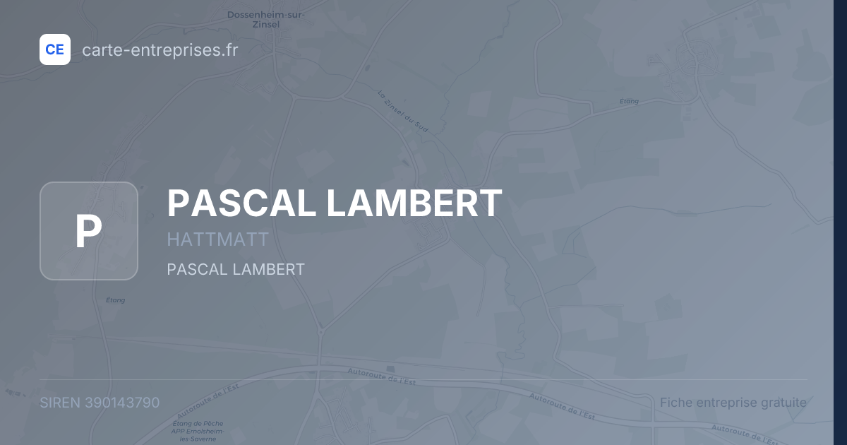PASCAL LAMBERT — 390143790 — fiche entreprise