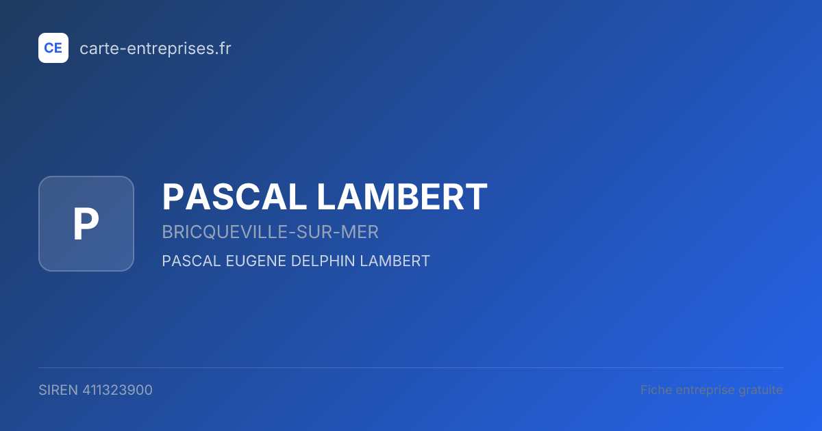 PASCAL LAMBERT — 411323900 — fiche entreprise