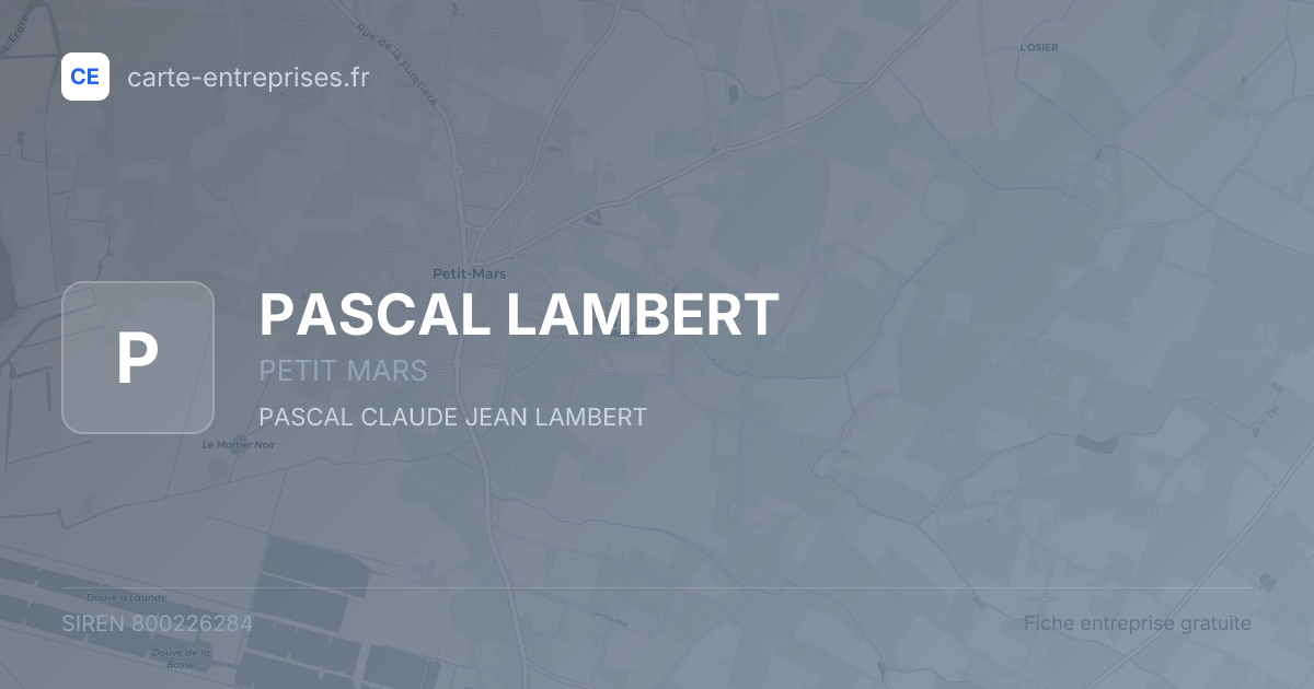 PASCAL LAMBERT — 800226284 — fiche entreprise