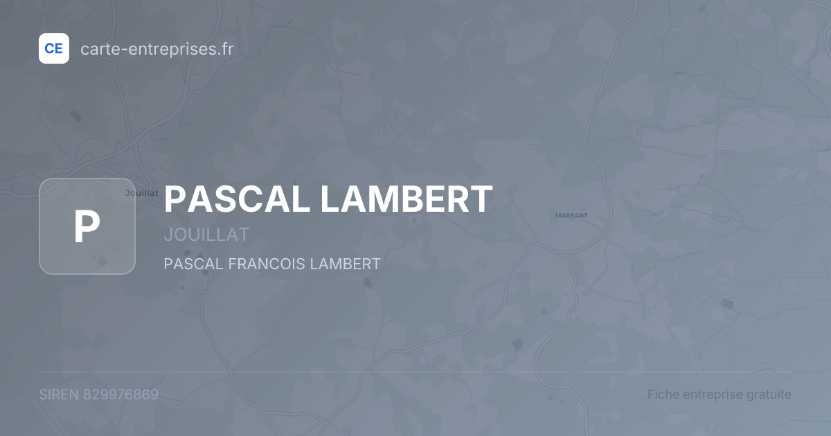 PASCAL LAMBERT — 829976869 — fiche entreprise
