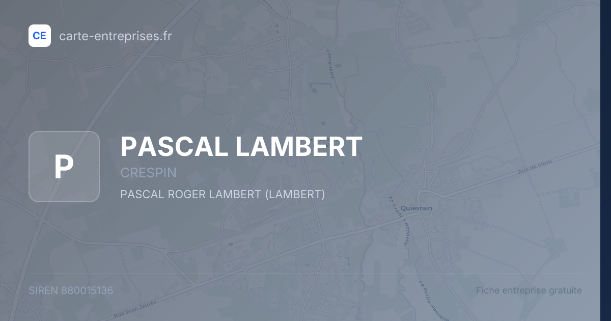 PASCAL LAMBERT — 880015136 — fiche entreprise