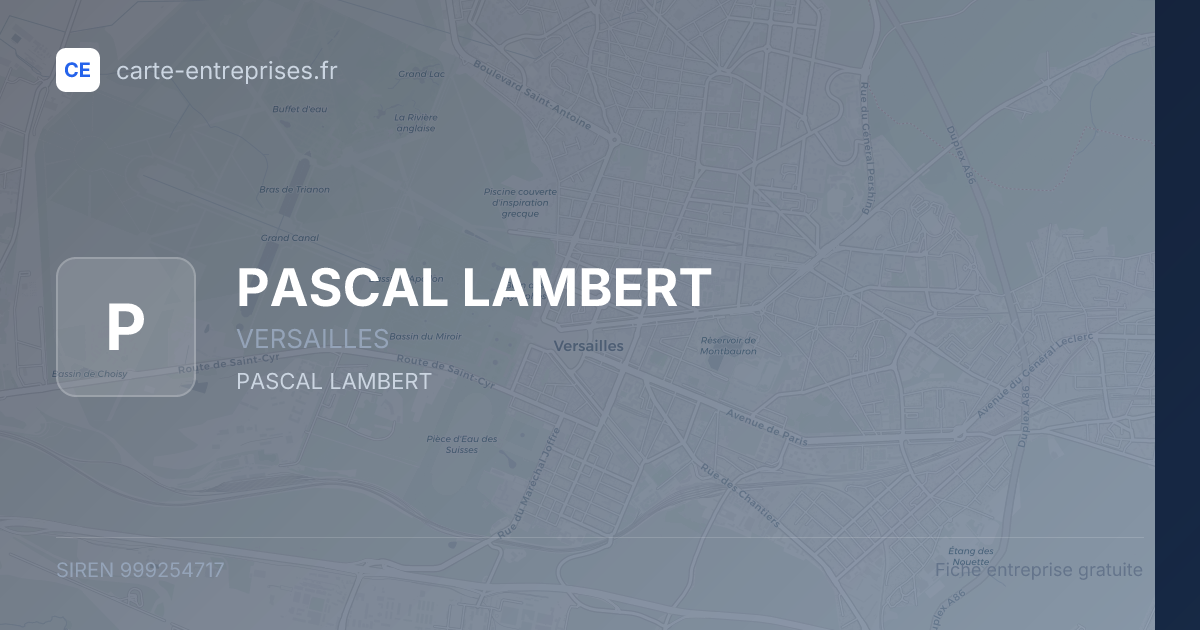 PASCAL LAMBERT — 999254717 — fiche entreprise