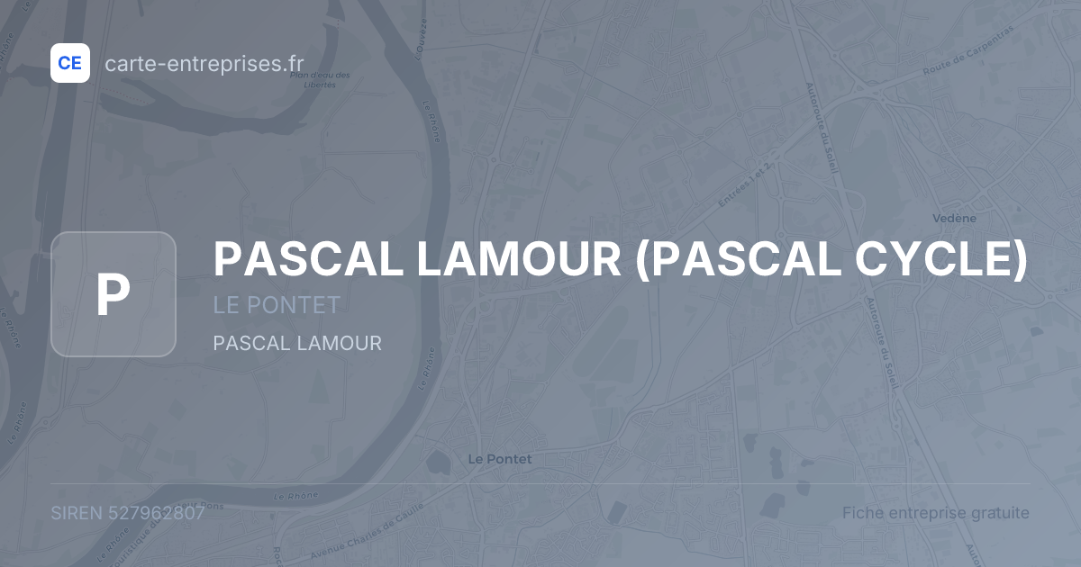 PASCAL LAMOUR (PASCAL CYCLE) — 527962807 — fiche entreprise
