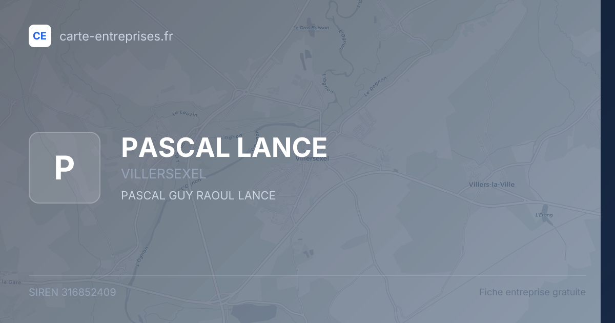 PASCAL LANCE — 316852409 — fiche entreprise