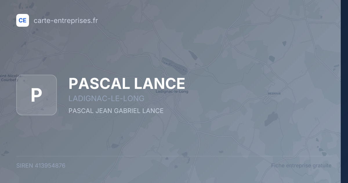 PASCAL LANCE — 413954876 — fiche entreprise