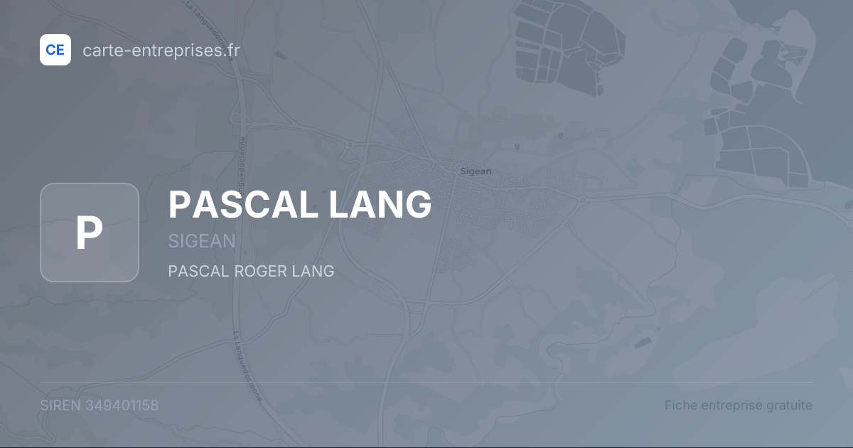 PASCAL LANG — 349401158 — fiche entreprise