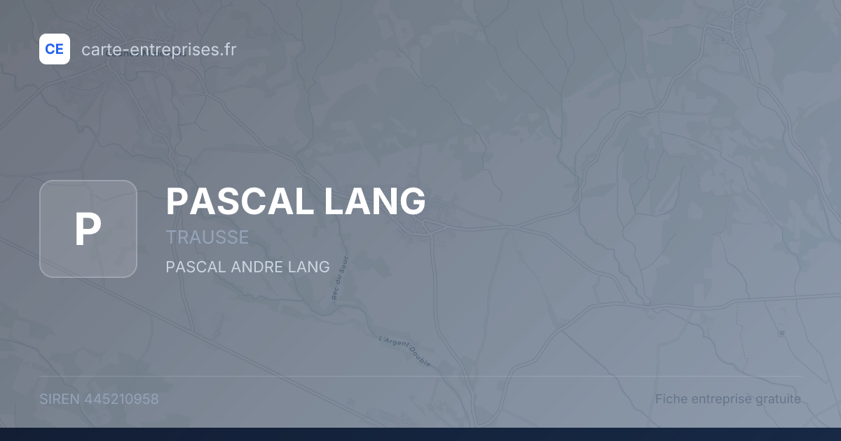 PASCAL LANG — 445210958 — fiche entreprise