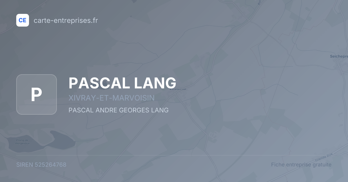 PASCAL LANG — 525264768 — fiche entreprise