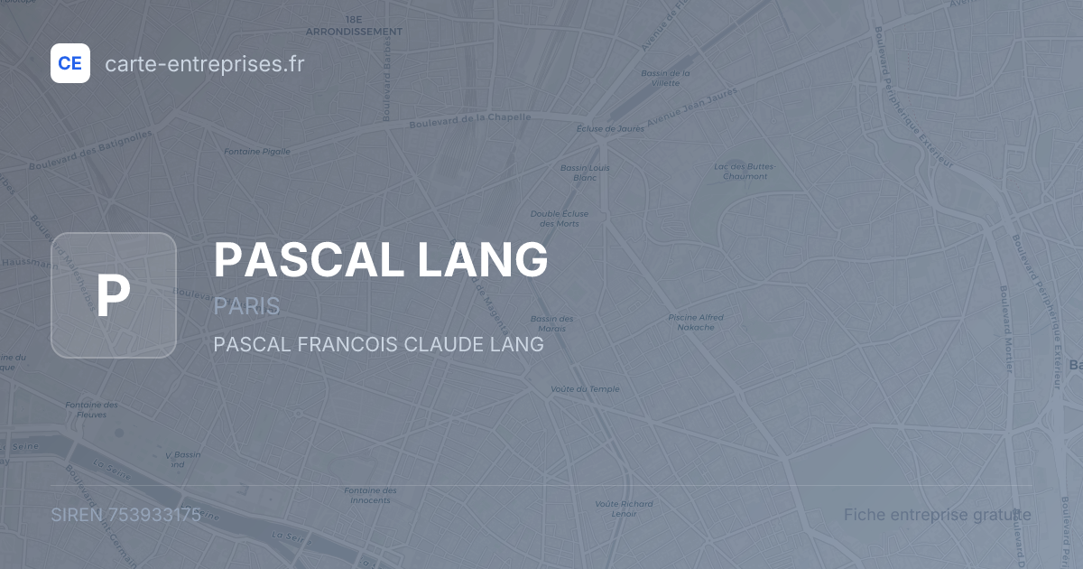 PASCAL LANG — 753933175 — fiche entreprise