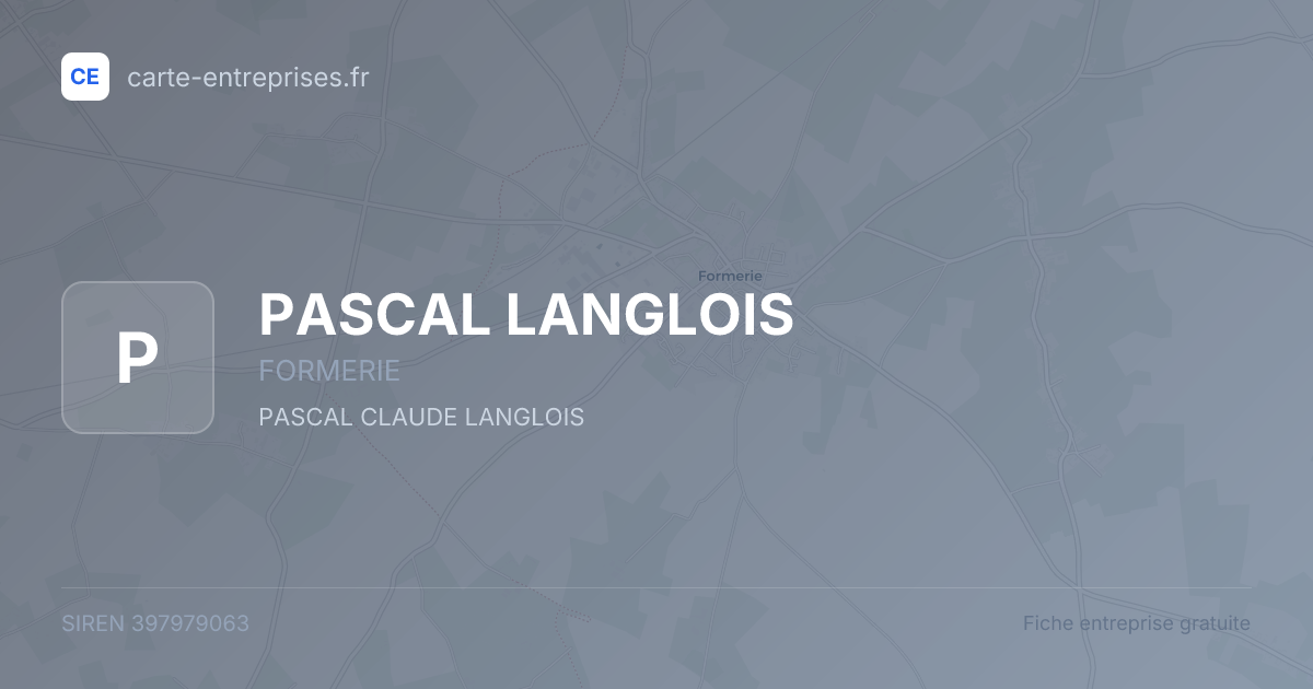 PASCAL LANGLOIS — 397979063 — fiche entreprise