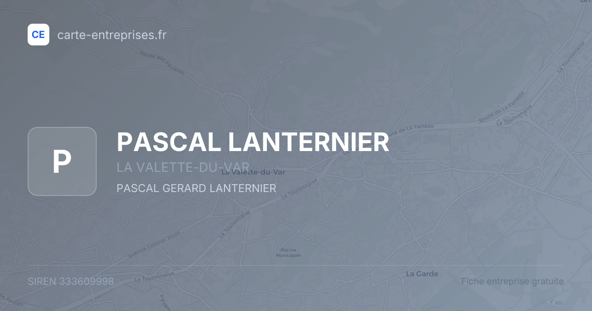 PASCAL LANTERNIER — 333609998 — fiche entreprise