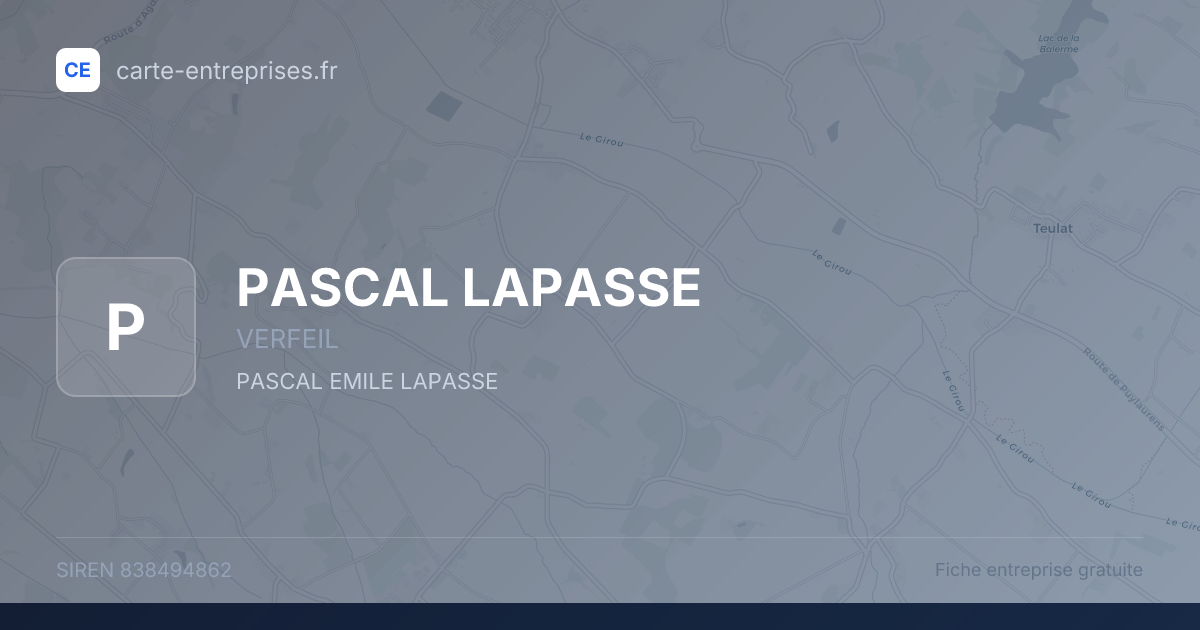 PASCAL LAPASSE — 838494862 — fiche entreprise