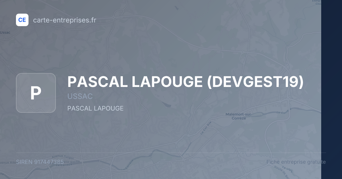 PASCAL LAPOUGE (DEVGEST19) — 917447385 — fiche entreprise