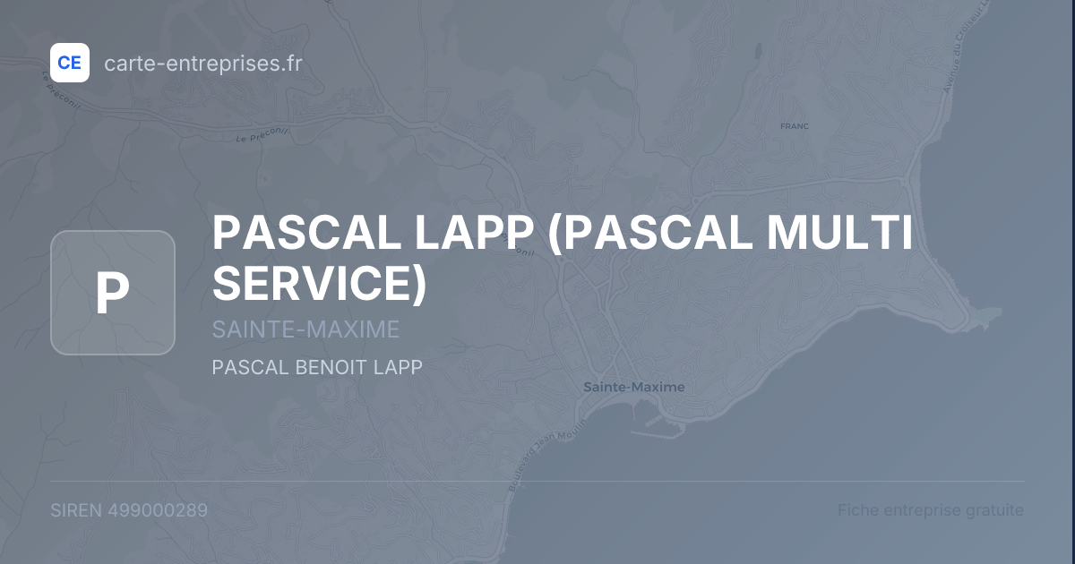 PASCAL LAPP (PASCAL MULTI SERVICE) — 499000289 — fiche entreprise
