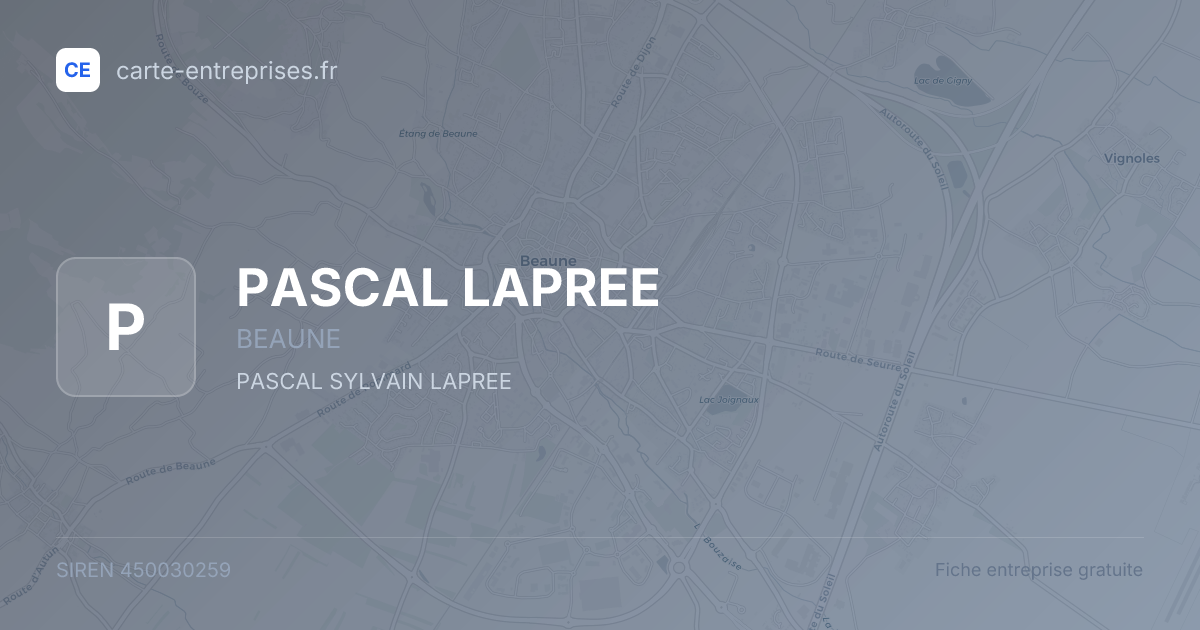PASCAL LAPREE — 450030259 — fiche entreprise