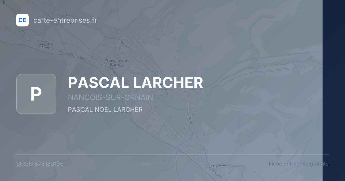 PASCAL LARCHER — 878183136 — fiche entreprise