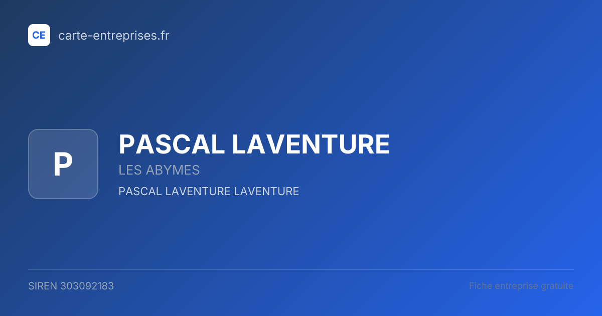 PASCAL LAVENTURE — 303092183 — fiche entreprise