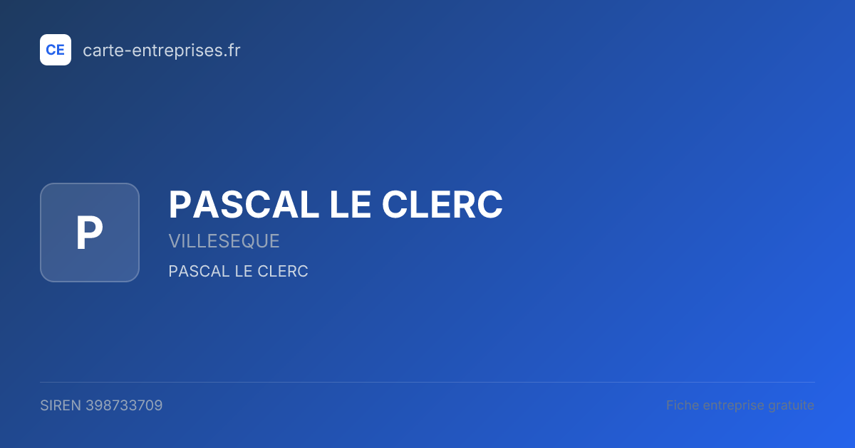 PASCAL LE CLERC — 398733709 — fiche entreprise