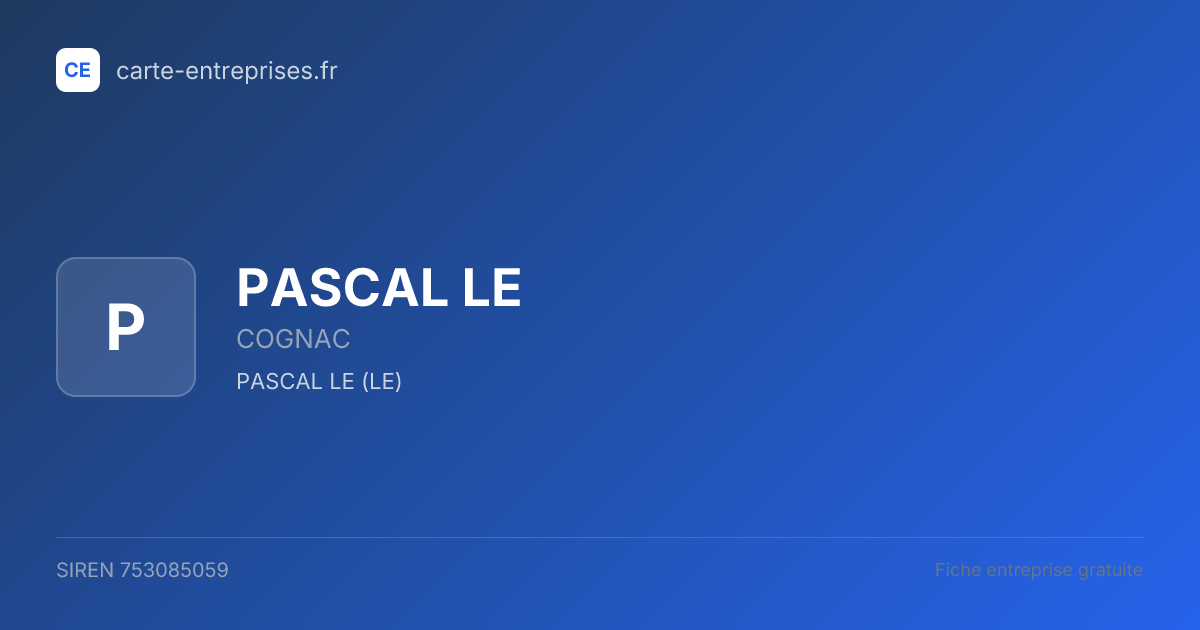 PASCAL LE — 753085059 — fiche entreprise