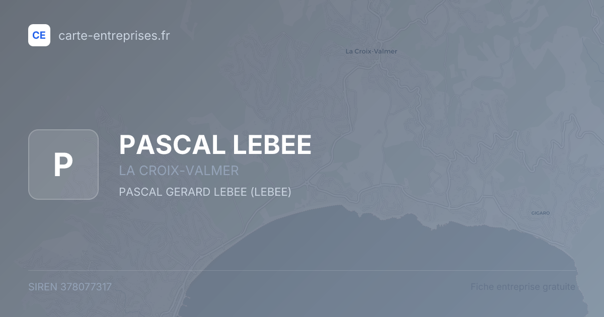 PASCAL LEBEE — 378077317 — fiche entreprise