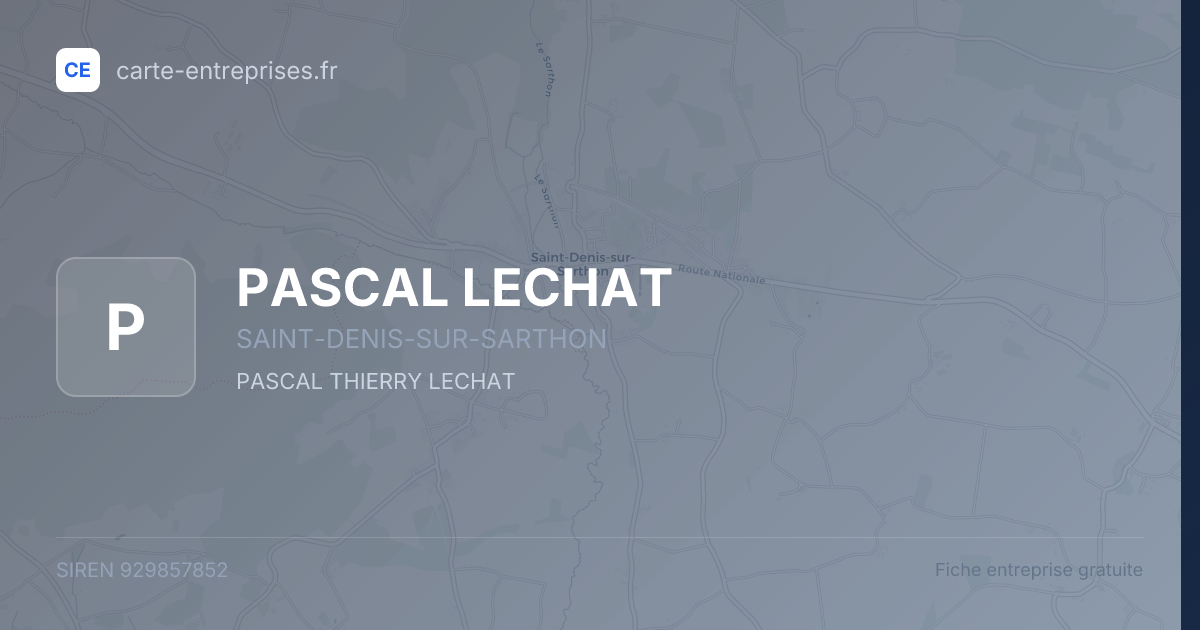 PASCAL LECHAT — 929857852 — fiche entreprise