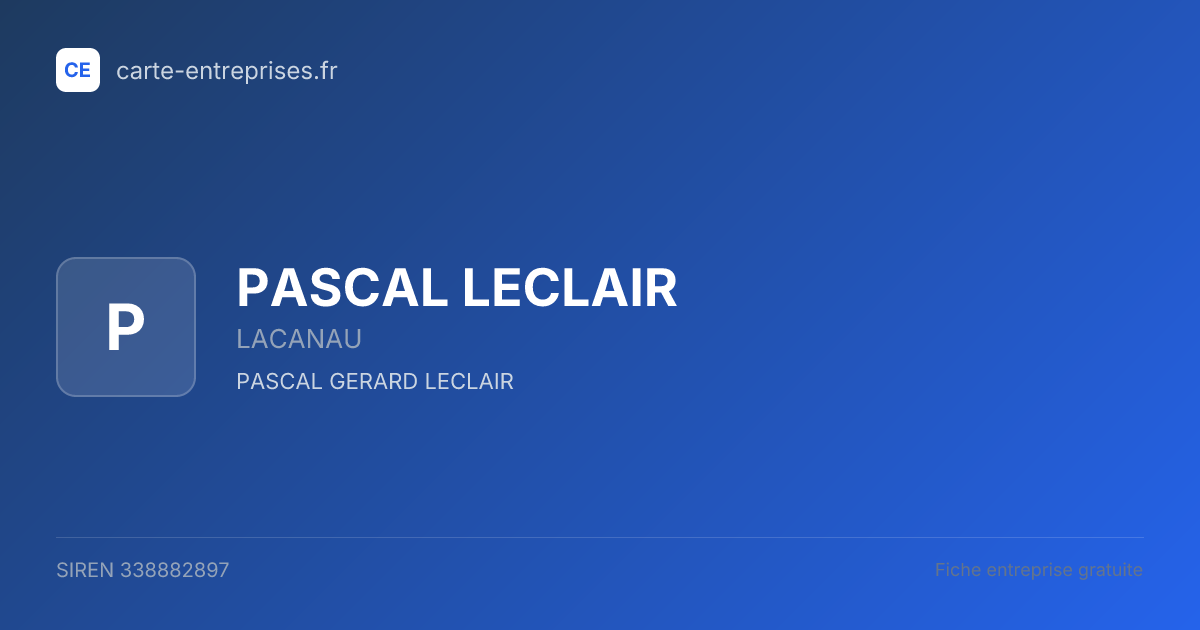 PASCAL LECLAIR — 338882897 — fiche entreprise