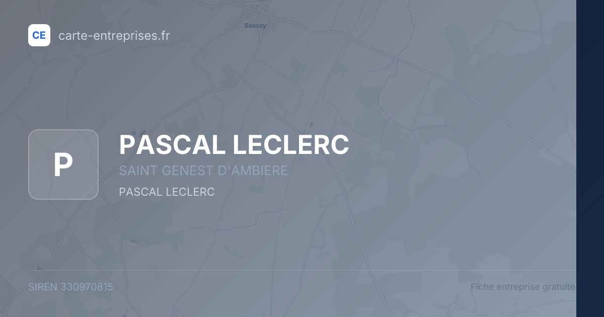 PASCAL LECLERC — 330970815 — fiche entreprise