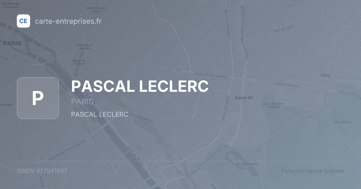 PASCAL LECLERC — 877941997 — fiche entreprise