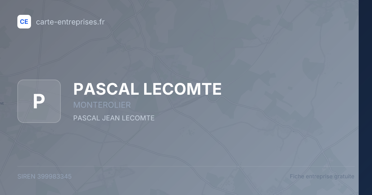 PASCAL LECOMTE — 399983345 — fiche entreprise