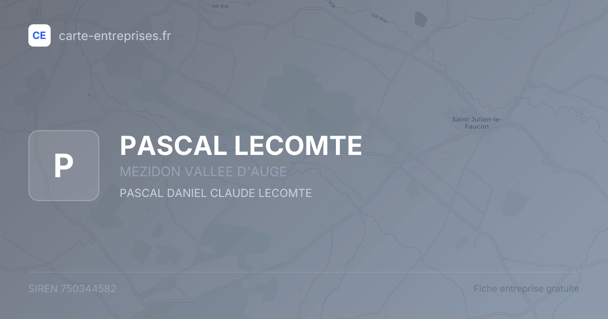PASCAL LECOMTE — 750344582 — fiche entreprise