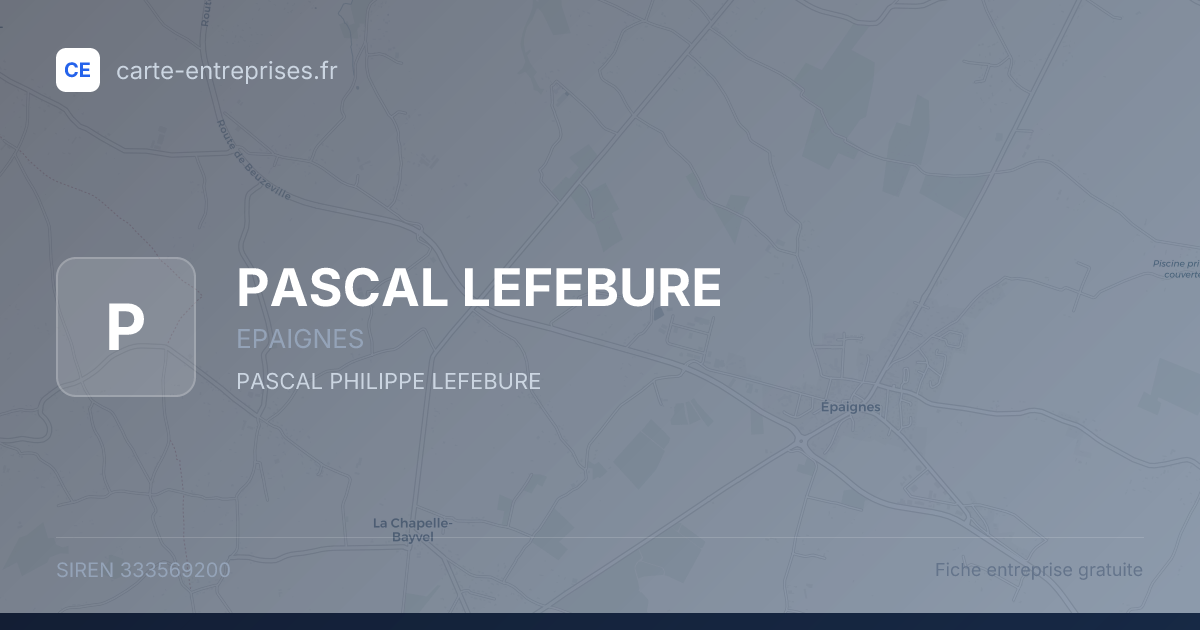 PASCAL LEFEBURE — 333569200 — fiche entreprise