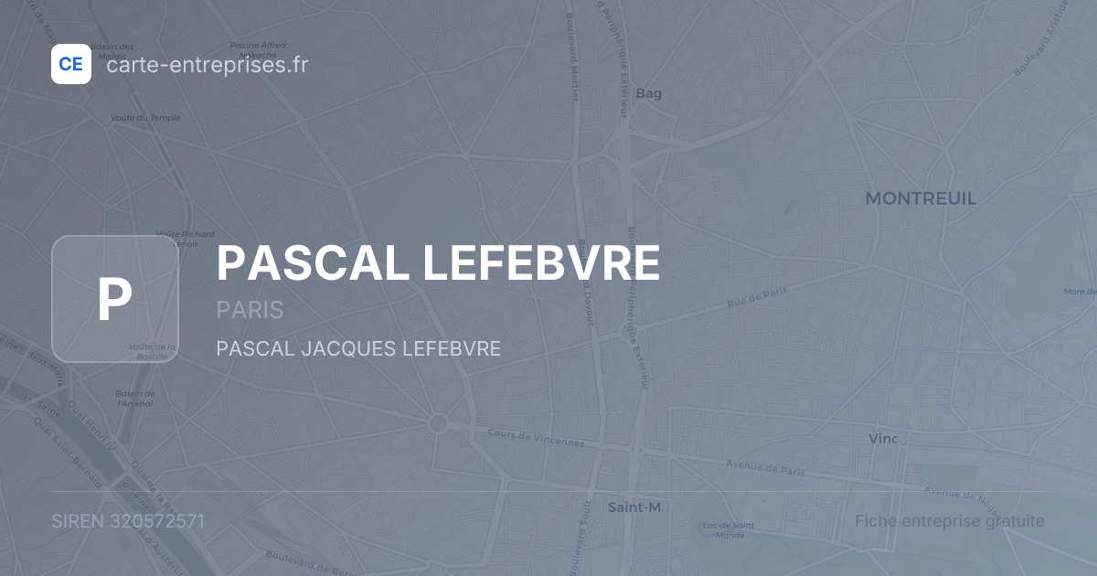 PASCAL LEFEBVRE — 320572571 — fiche entreprise