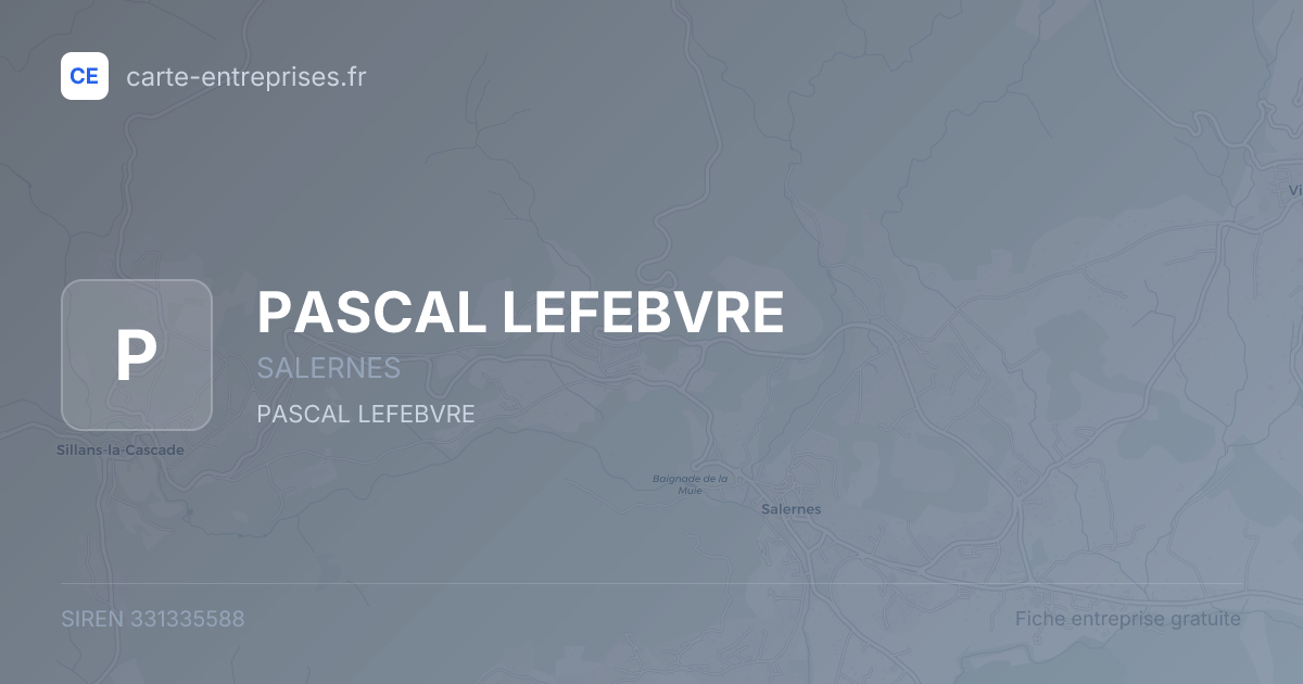 PASCAL LEFEBVRE — 331335588 — fiche entreprise