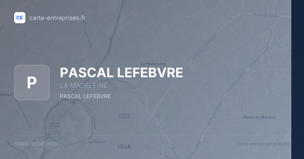 PASCAL LEFEBVRE — 333412609 — fiche entreprise