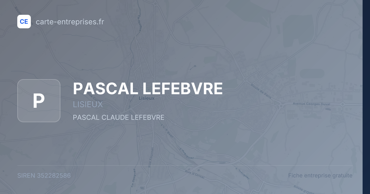 PASCAL LEFEBVRE — 352282586 — fiche entreprise