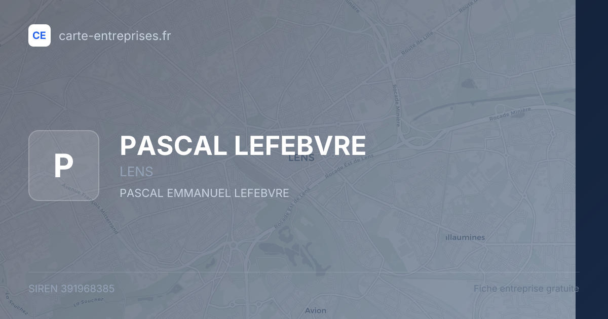 PASCAL LEFEBVRE — 391968385 — fiche entreprise