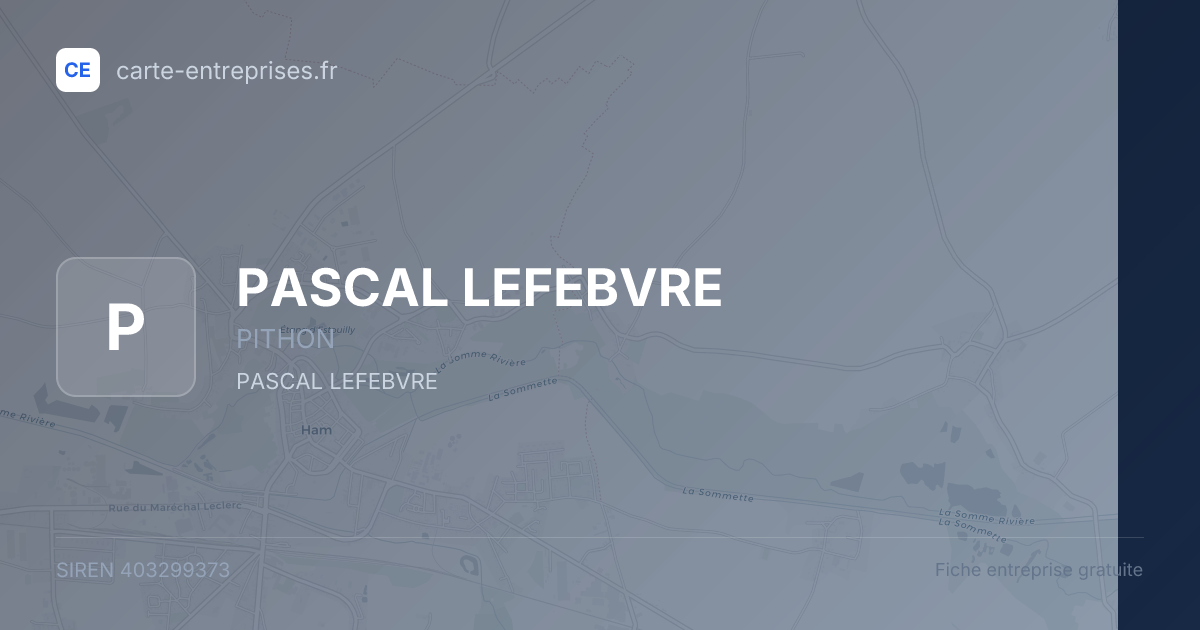 PASCAL LEFEBVRE — 403299373 — fiche entreprise