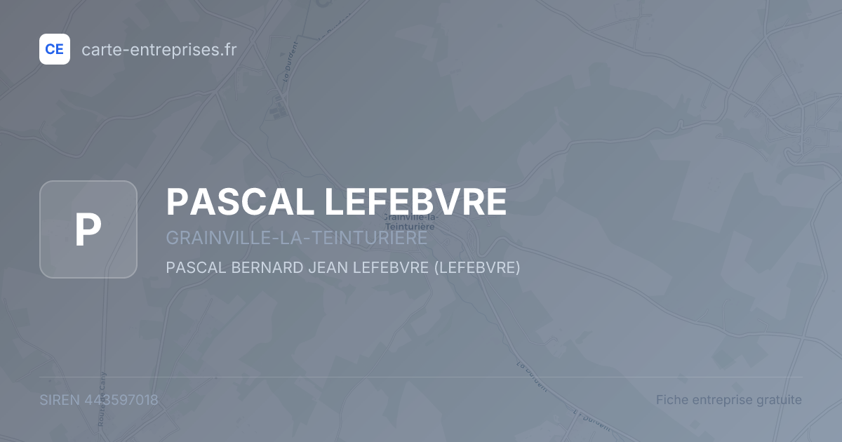 PASCAL LEFEBVRE — 443597018 — fiche entreprise