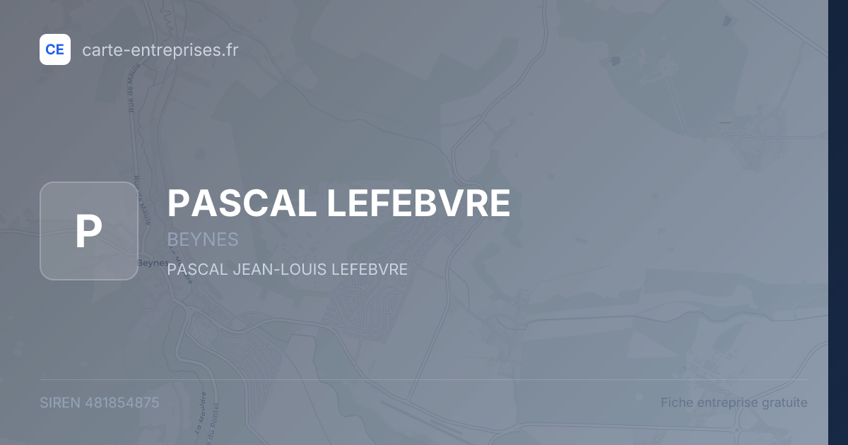PASCAL LEFEBVRE — 481854875 — fiche entreprise