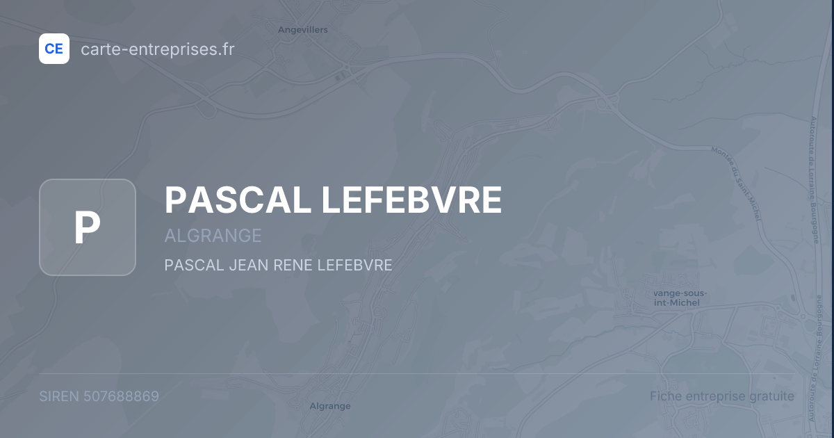 PASCAL LEFEBVRE — 507688869 — fiche entreprise
