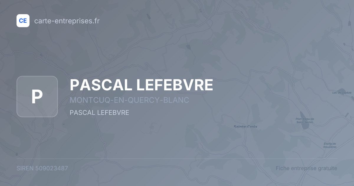 PASCAL LEFEBVRE — 509023487 — fiche entreprise