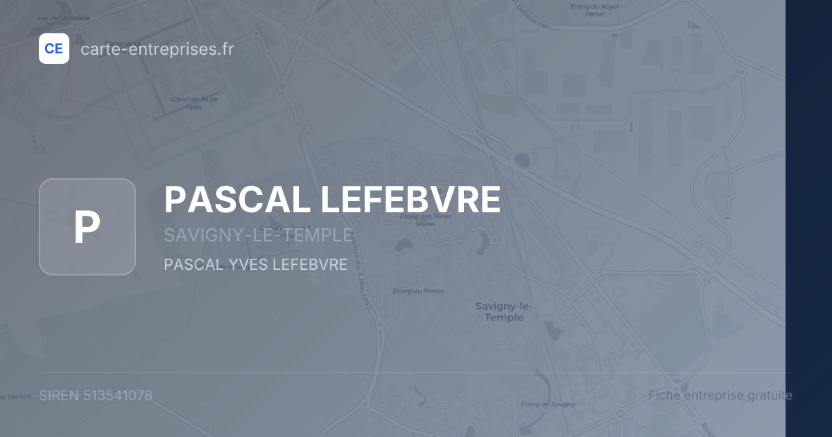 PASCAL LEFEBVRE — 513541078 — fiche entreprise