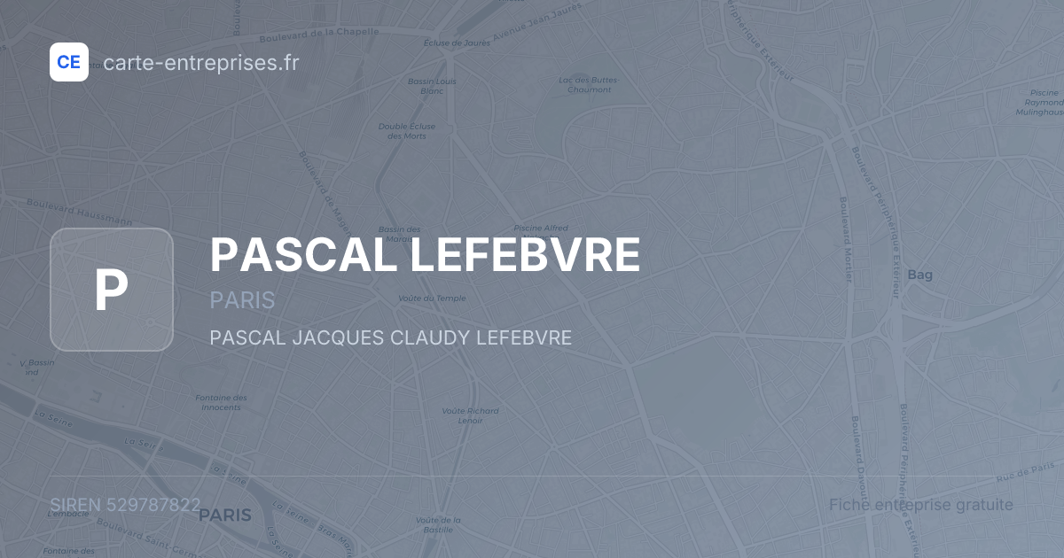 PASCAL LEFEBVRE — 529787822 — fiche entreprise