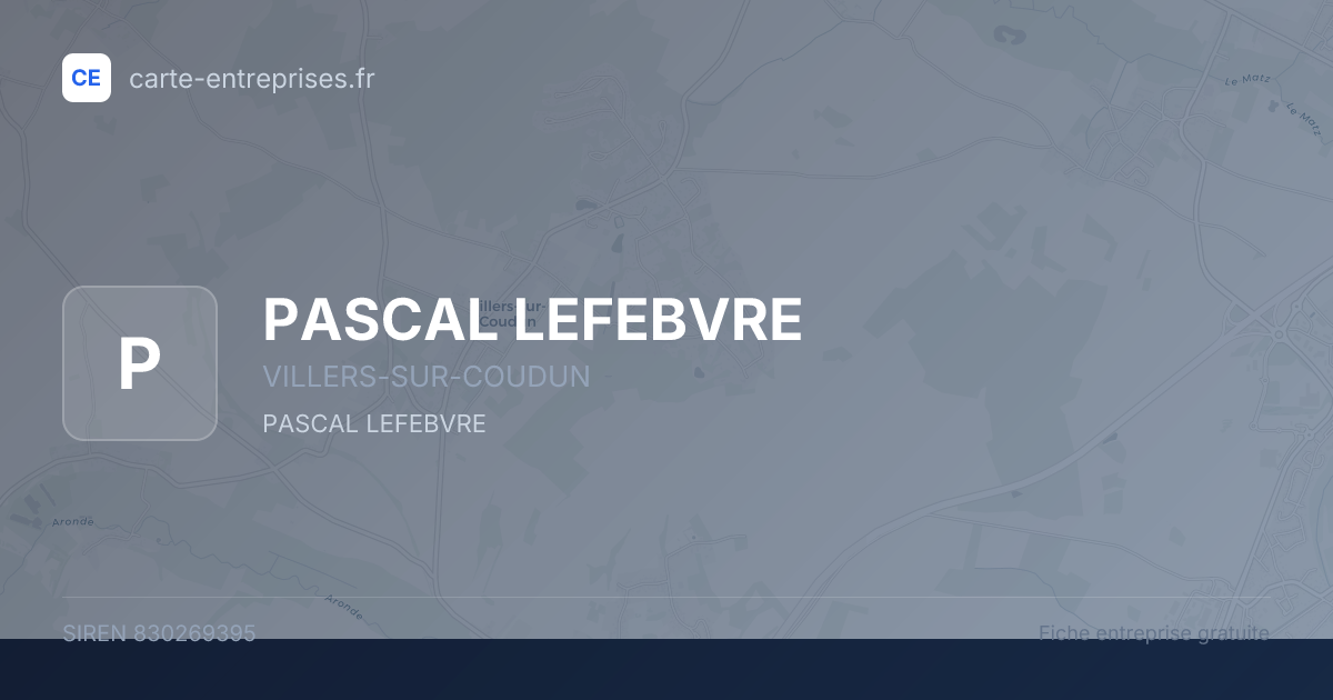 PASCAL LEFEBVRE — 830269395 — fiche entreprise