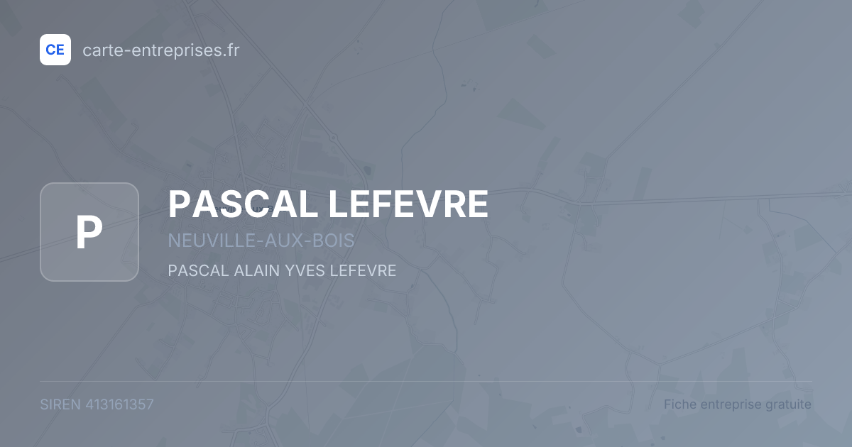 PASCAL LEFEVRE — 413161357 — fiche entreprise
