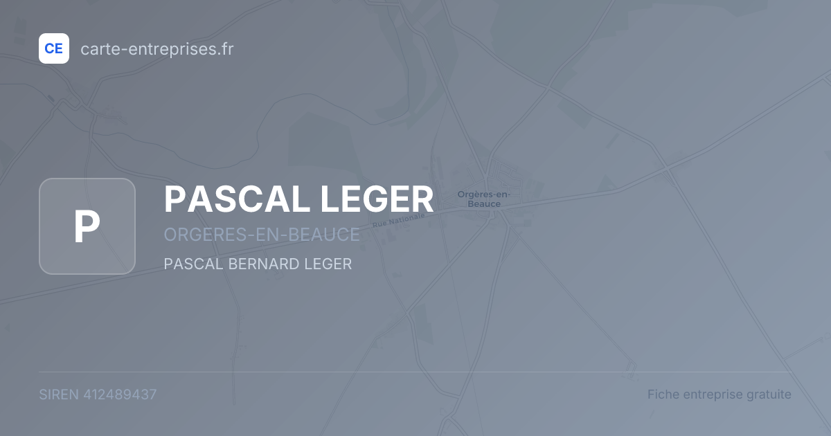 PASCAL LEGER — 412489437 — fiche entreprise