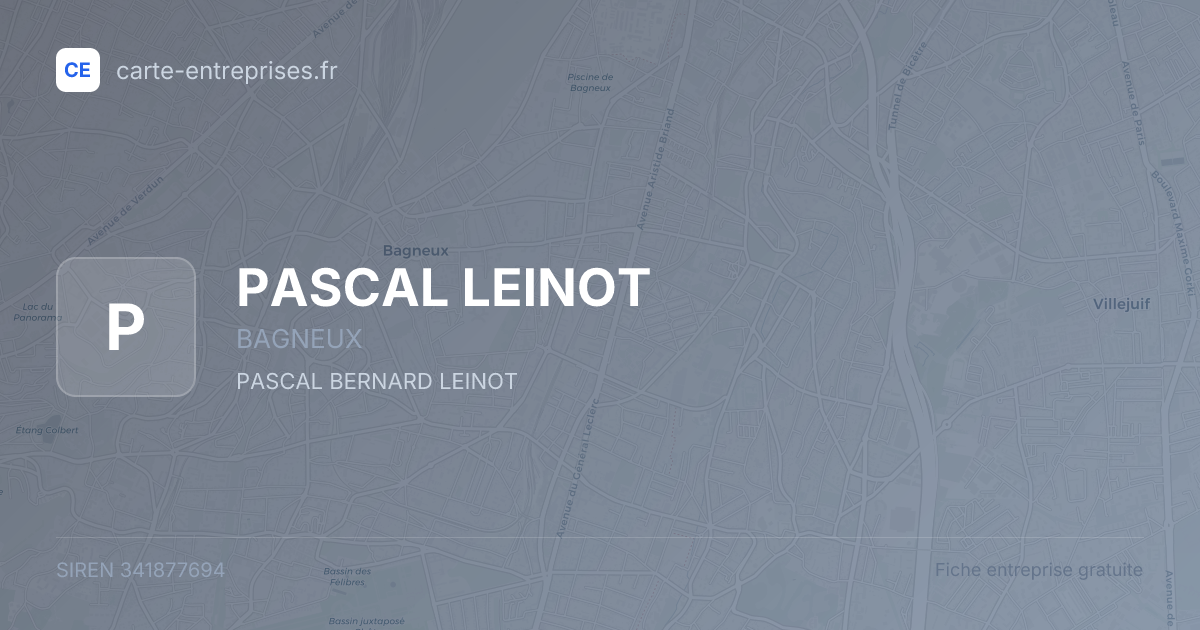 PASCAL LEINOT — 341877694 — fiche entreprise