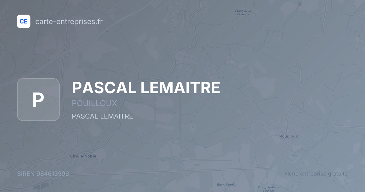 PASCAL LEMAITRE — 984613596 — fiche entreprise