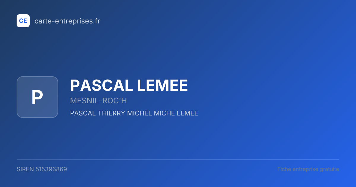 PASCAL LEMEE — 515396869 — fiche entreprise