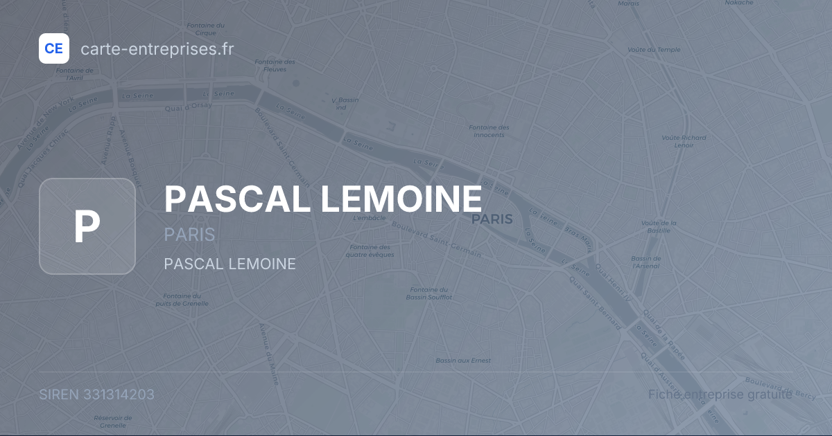 PASCAL LEMOINE — 331314203 — fiche entreprise